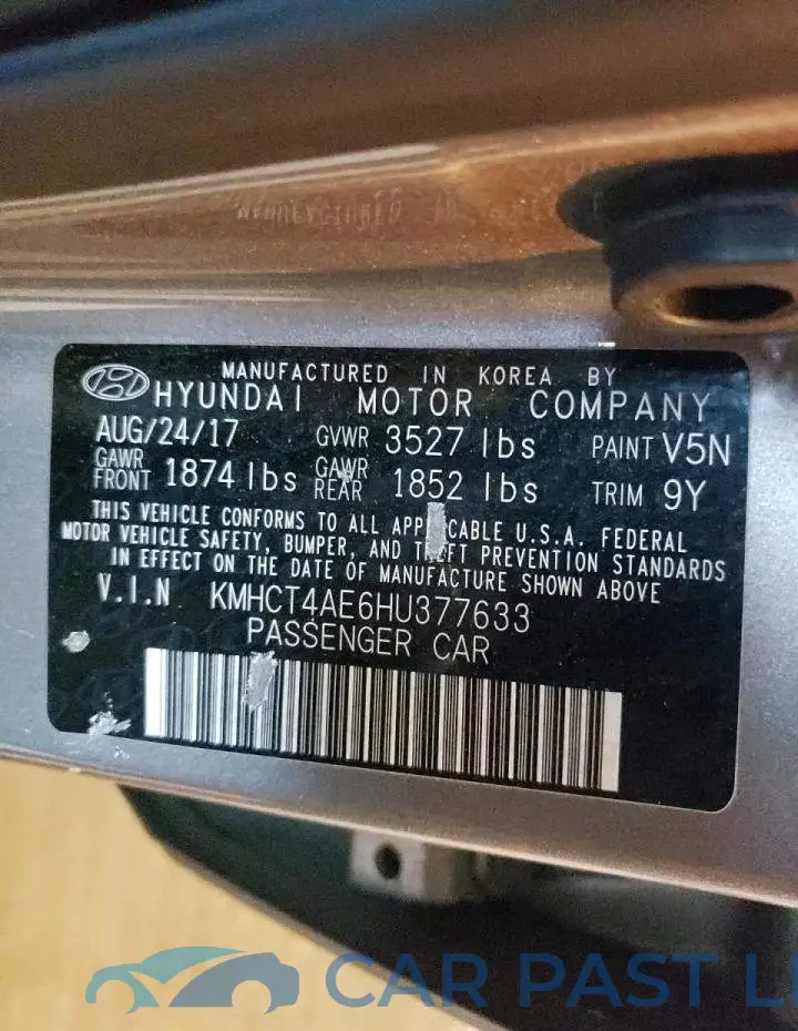 KMHCT4AE6HU377633# 10