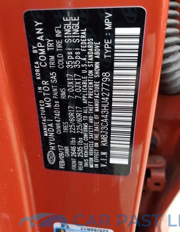 KM8J3CA43HU427798# 12