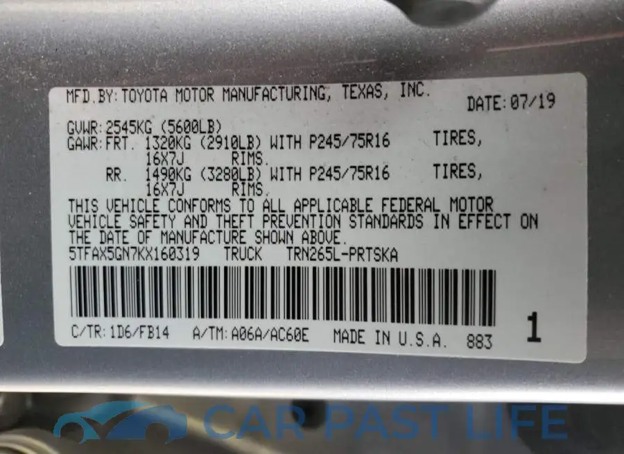 5TFAX5GN7KX160319# 12