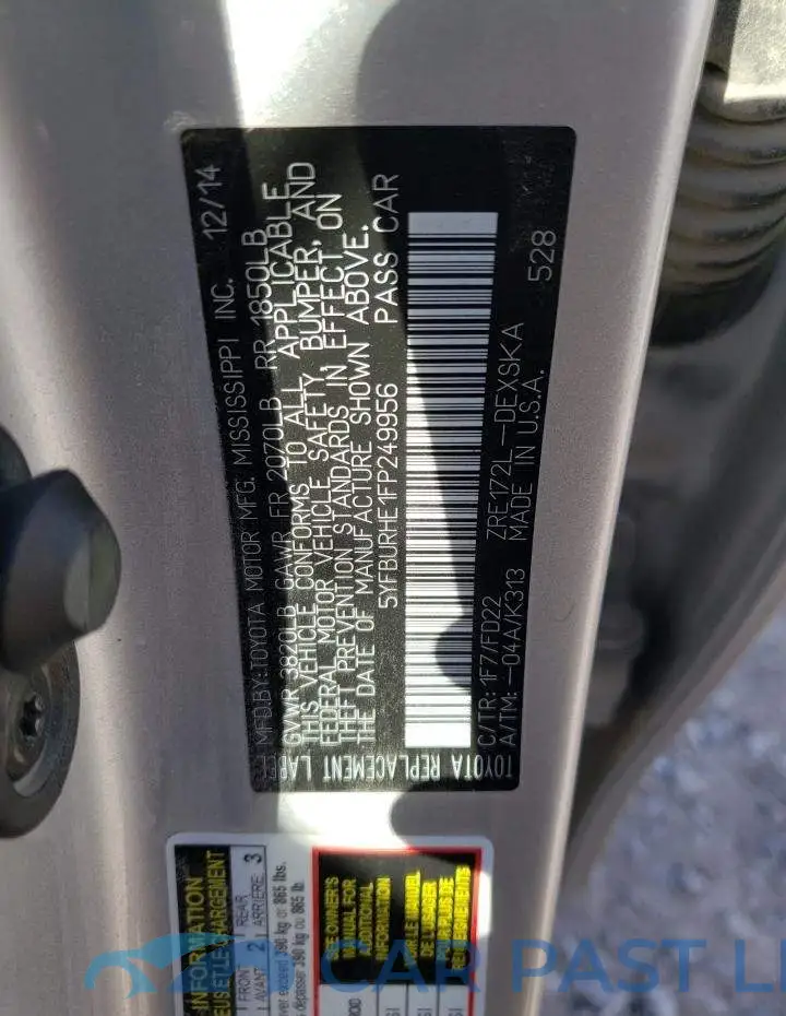 5YFBURHE1FP249956# 12