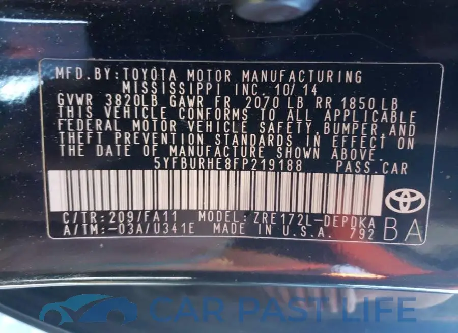 5YFBURHE8FP219188# 12
