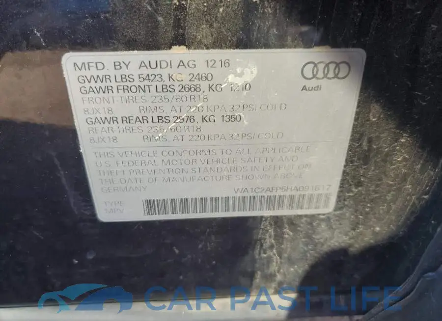 WA1C2AFP5HA091817# 10