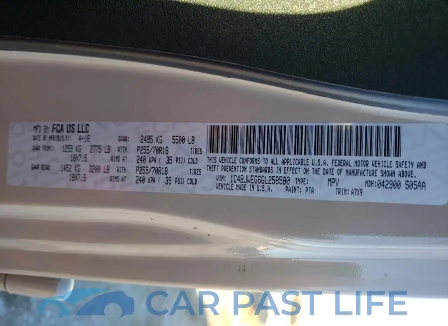 1C4BJWEG6GL258580# 12