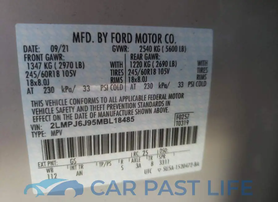 2LMPJ6J95MBL18485# 12