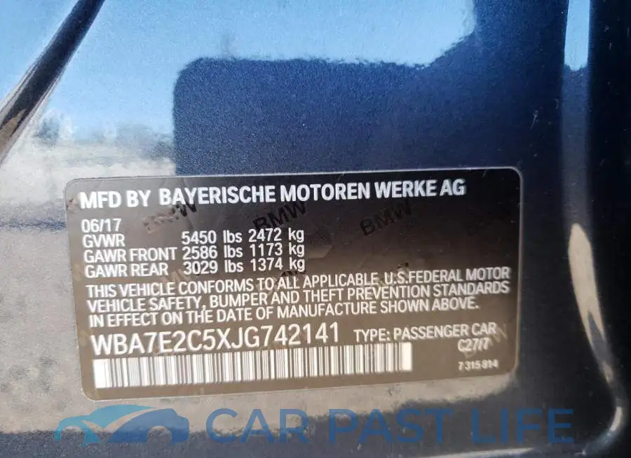 WBA7E2C5XJG742141# 12