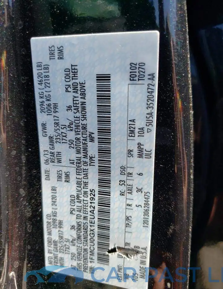 1FMCU0GX1EUA21925# 10