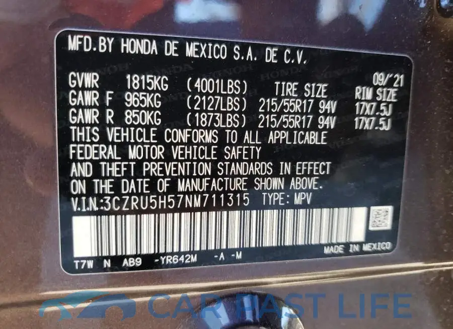 3CZRU5H57NM711315# 13