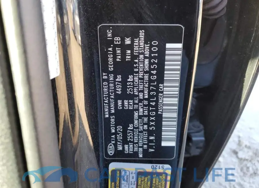 5XXGT4L37LG452100# 12