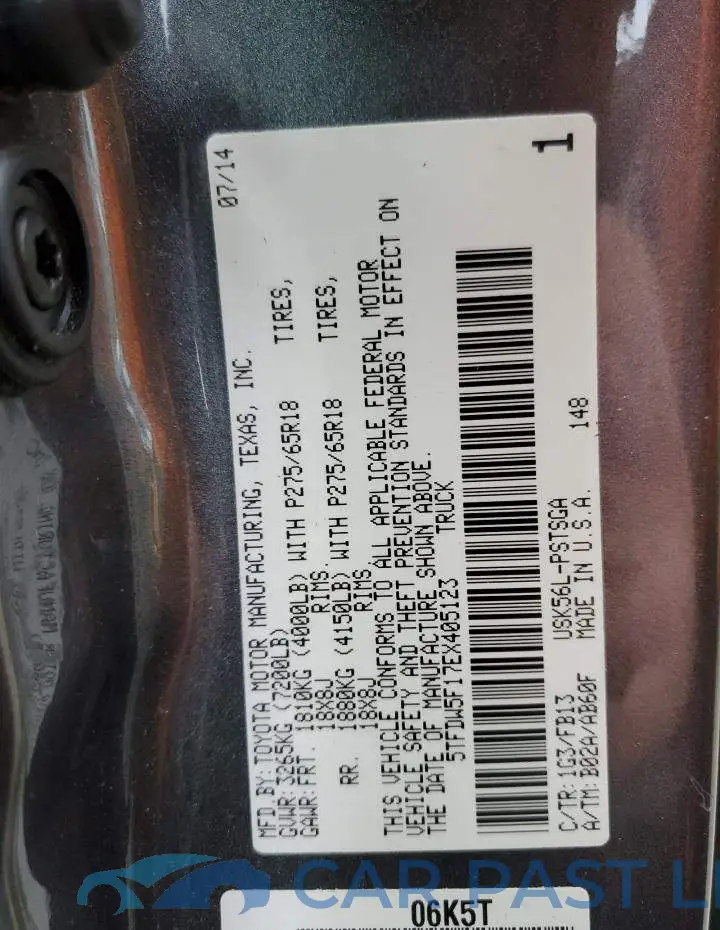 5TFDW5F17EX405123# 12