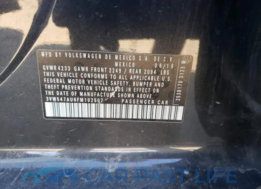 3VW547AU6FM102507# 12