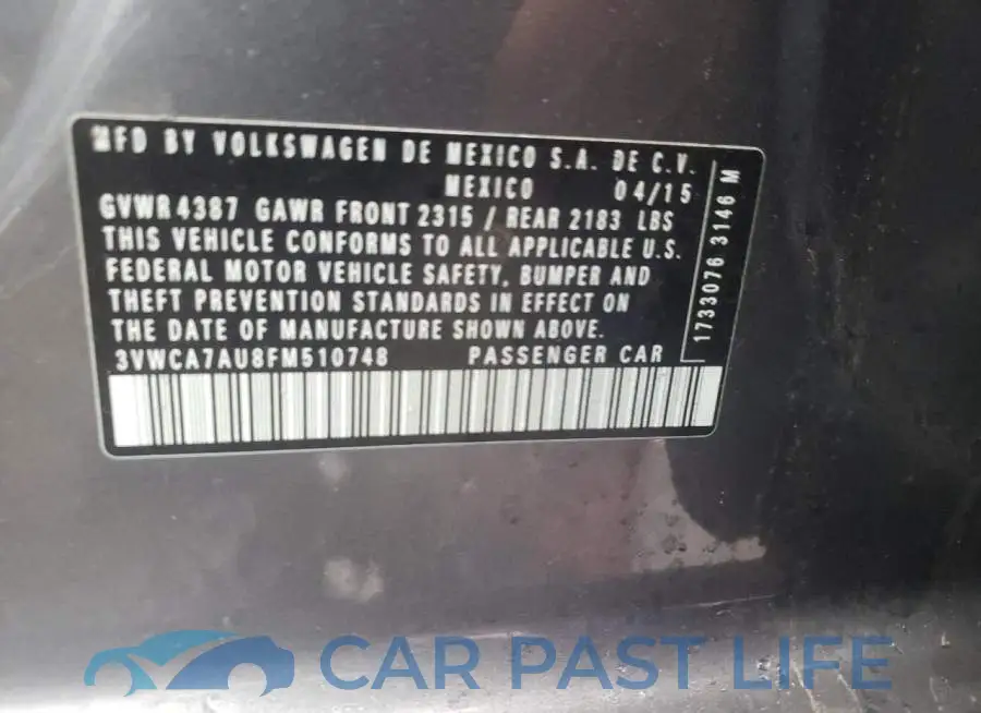 3VWCA7AU8FM510748# 12
