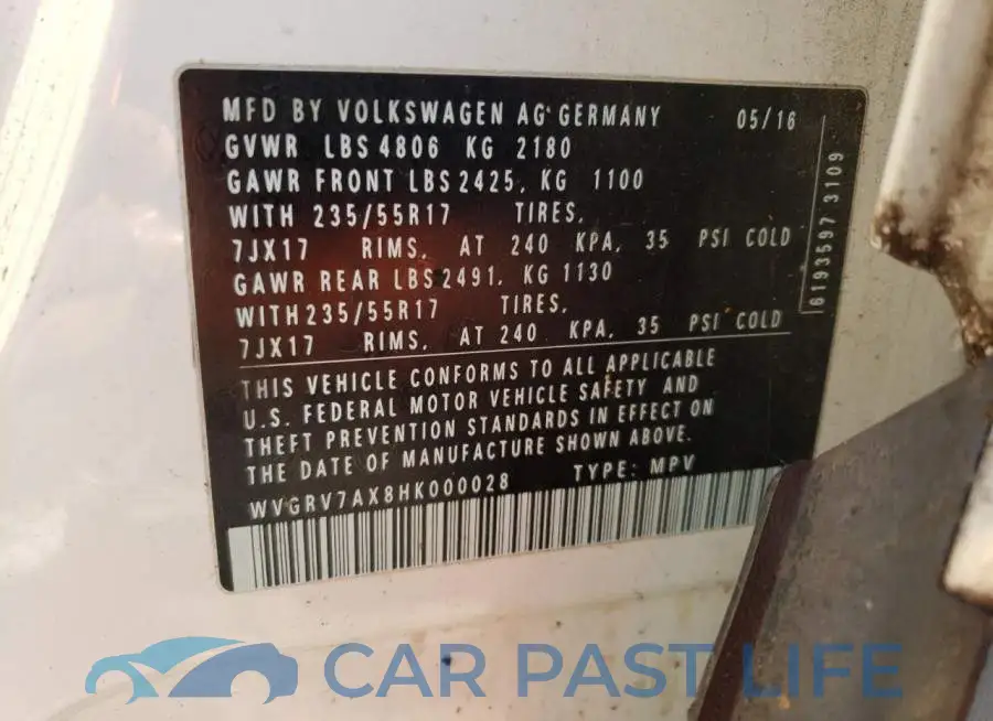 WVGRV7AX8HK000028# 13