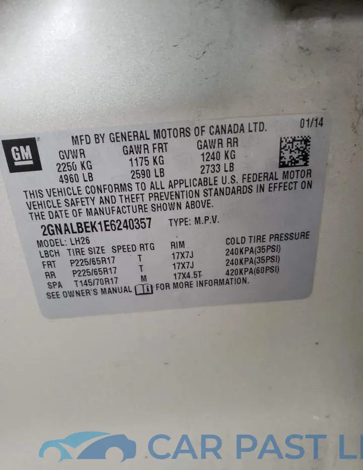 2GNALBEK1E6240357# 12