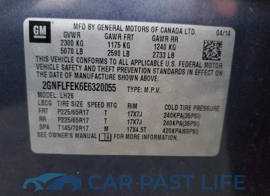 2GNFLFEK6E6320055# 14