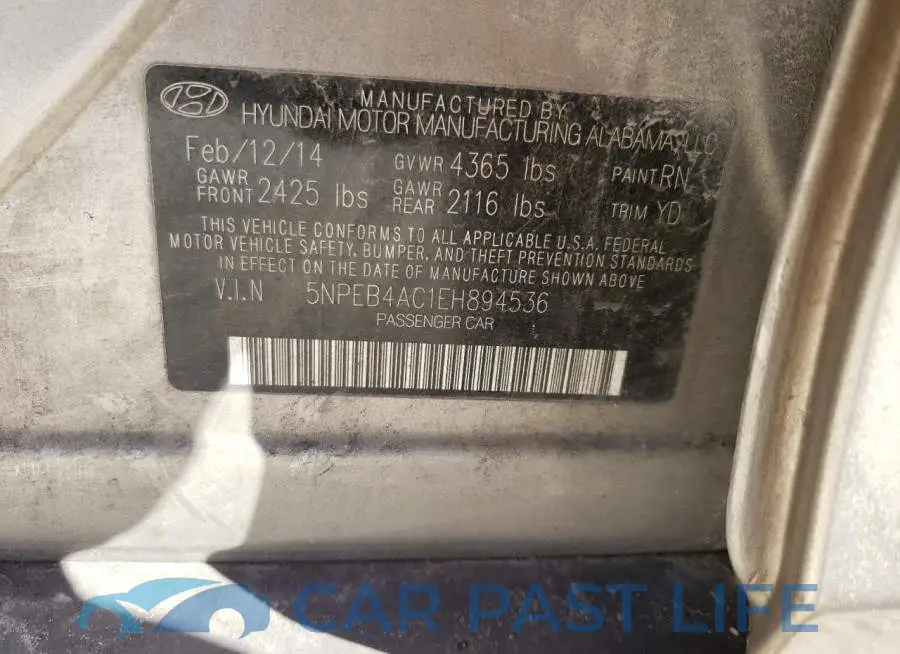 5NPEB4AC1EH894536# 13