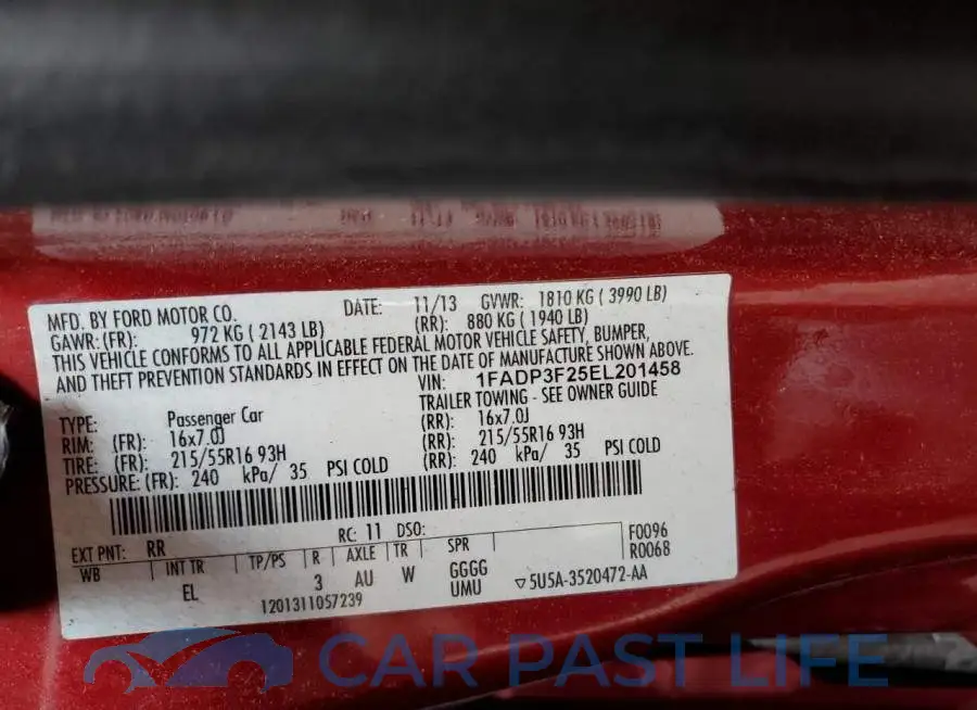 1FADP3F25EL201458# 12