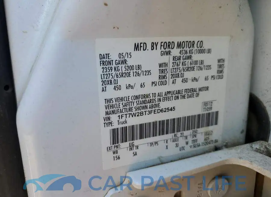 1FT7W2BT3FED62545# 10