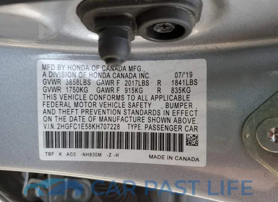 2HGFC1E58KH707228# 13
