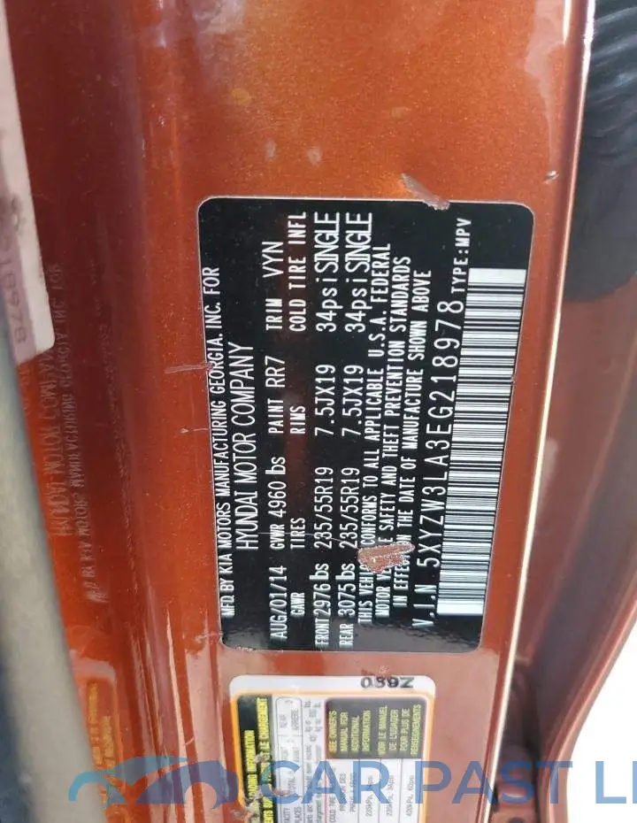 5XYZW3LA3EG218978# 13
