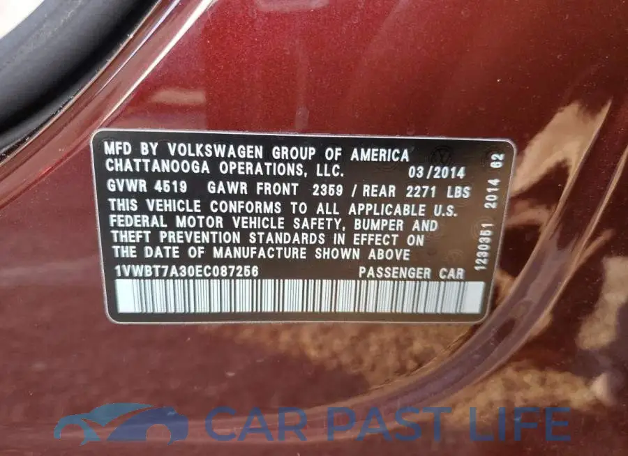 1VWBT7A30EC087256# 12
