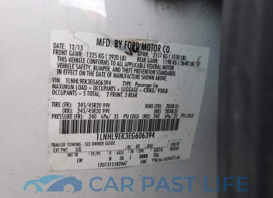 1LNHL9EK3EG606394# 12