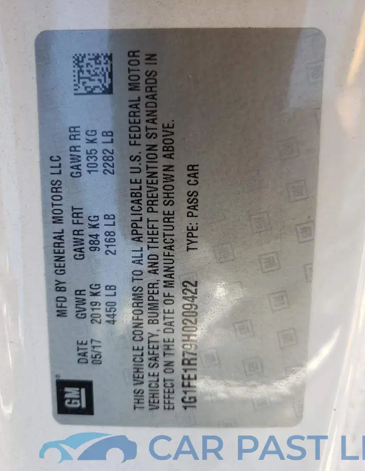 1G1FE1R79H0209422# 10