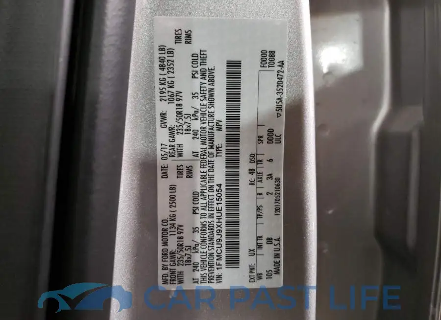 1FMCU9J9XHUE15054# 13