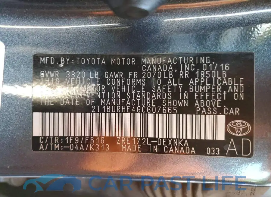 2T1BURHE4GC607665# 12