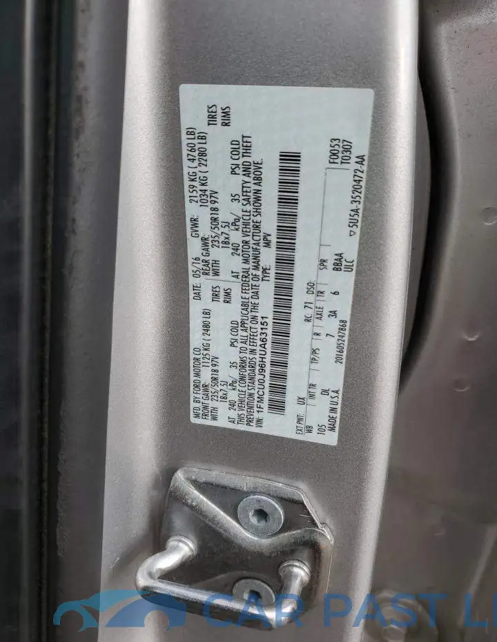 1FMCU0J96HUA63151# 13