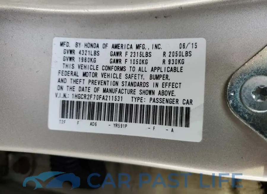 1HGCR2F70FA211531# 12