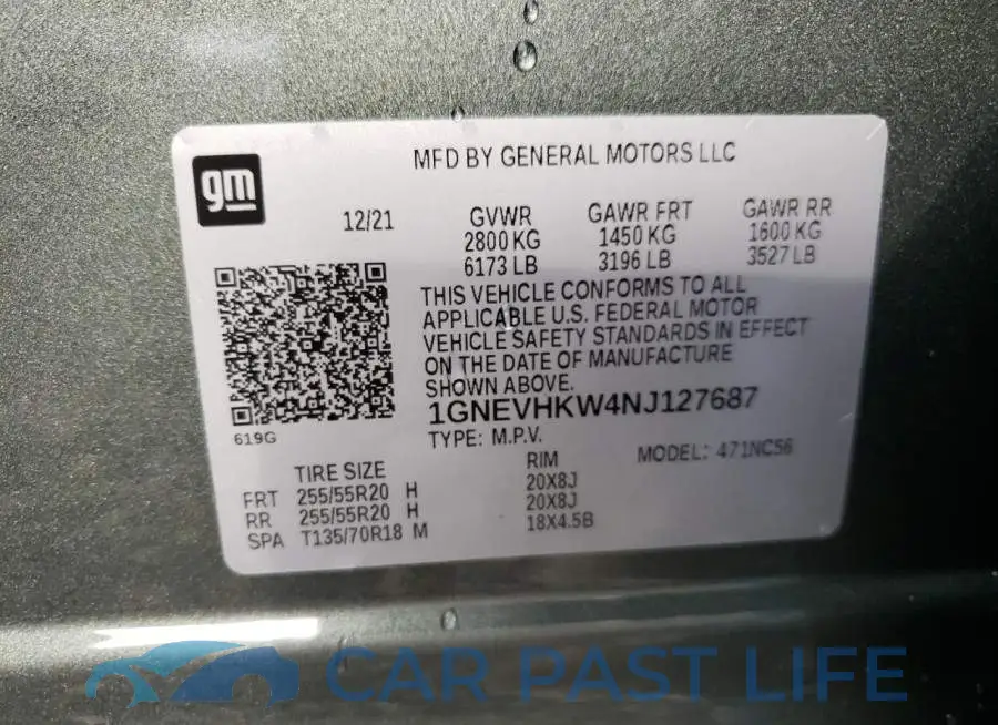 1GNEVHKW4NJ127687# 10
