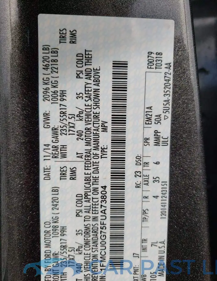 1FMCU0G75FUA73804# 10
