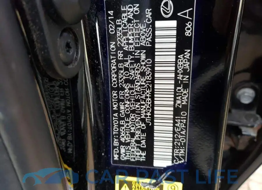 JTHKD5BH9E2183910# 12