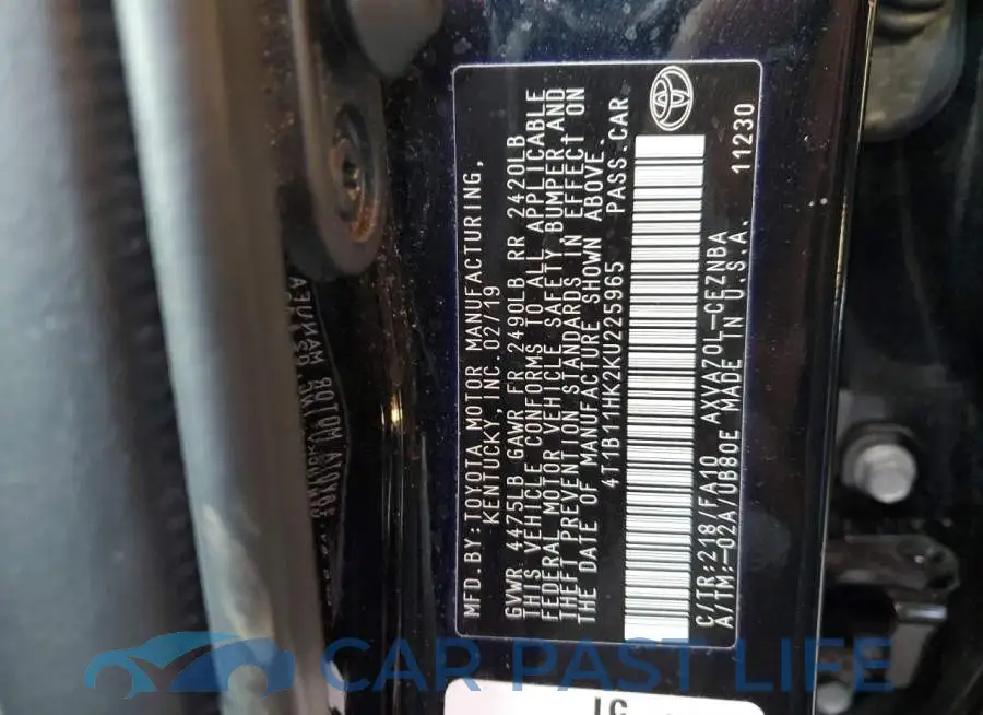 4T1B11HK2KU225965# 12