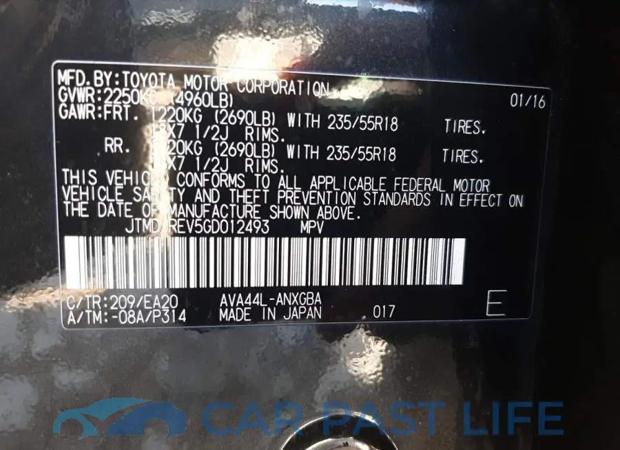 JTMDJREV5GD012493# 13