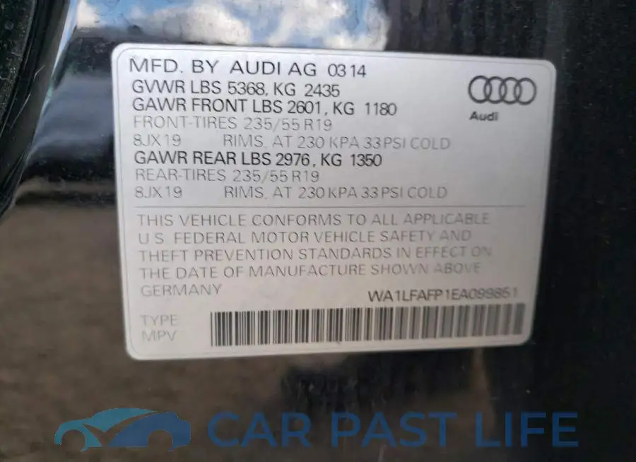 WA1LFAFP1EA099851# 13