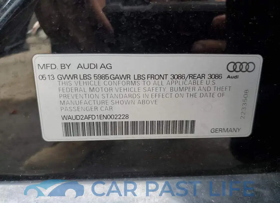 WAUD2AFD1EN002228# 12