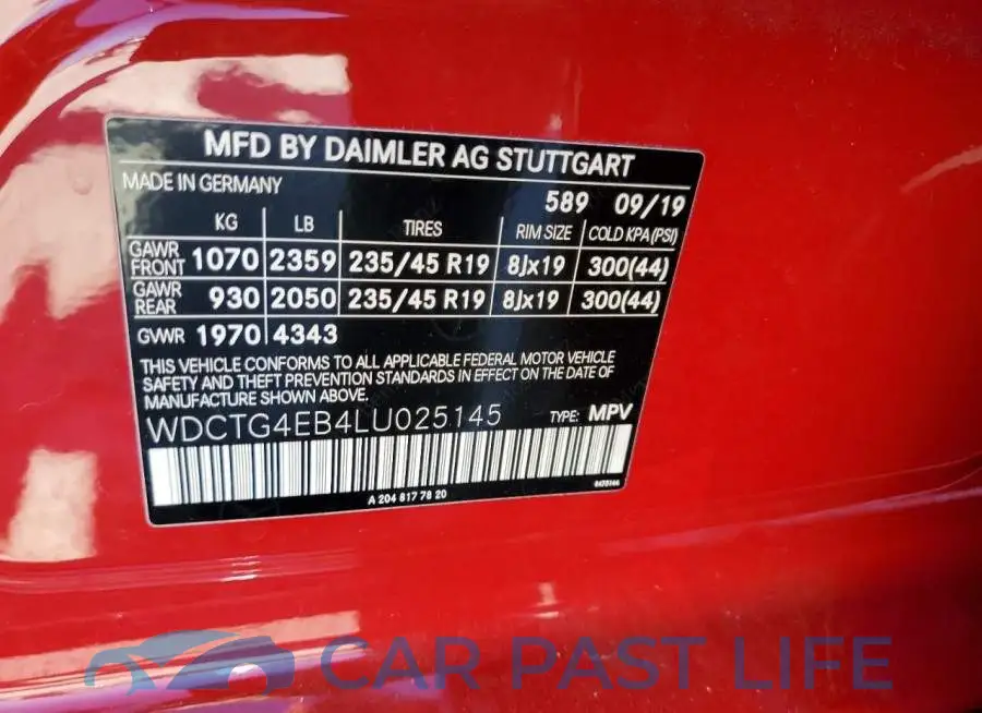 WDCTG4EB4LU025145# 12