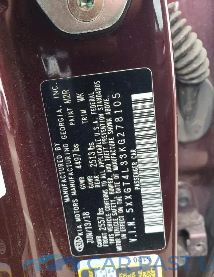 5XXGT4L33KG278105# 10