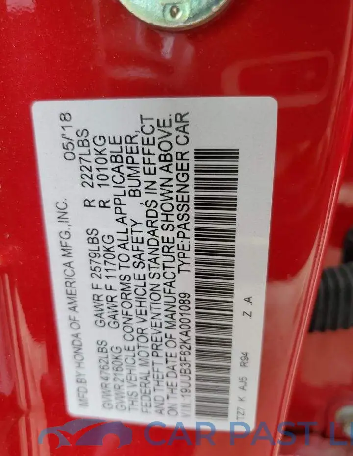 19UUB3F62KA001089# 12