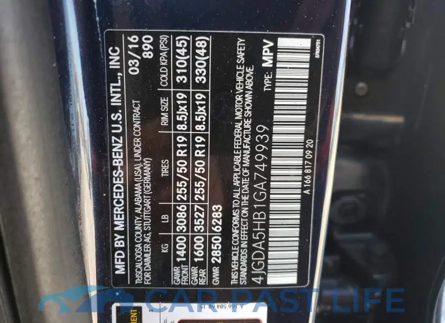 4JGDA5HB1GA749939# 13