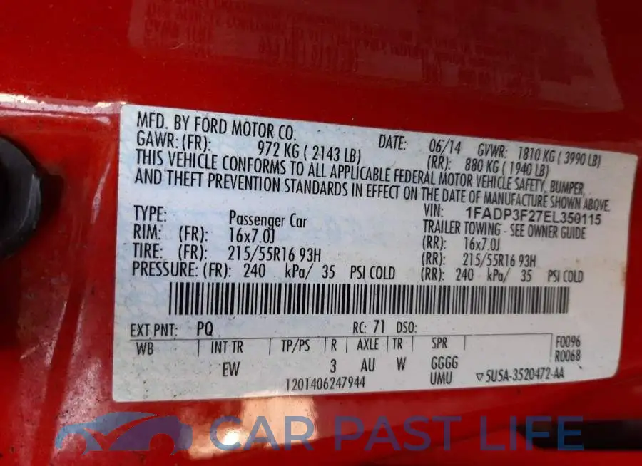 1FADP3F27EL350115# 10