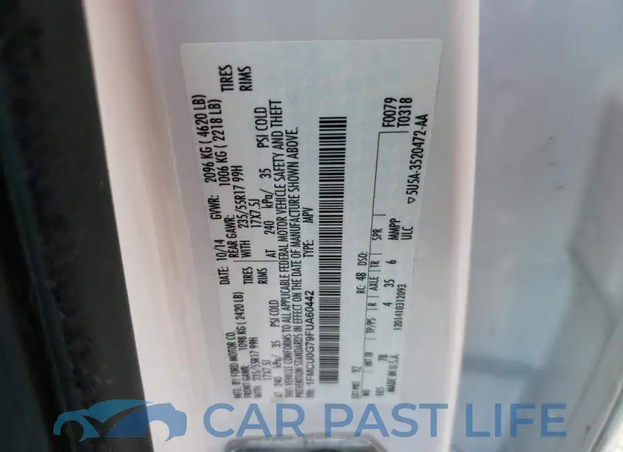 1FMCU0G79FUA60442# 12