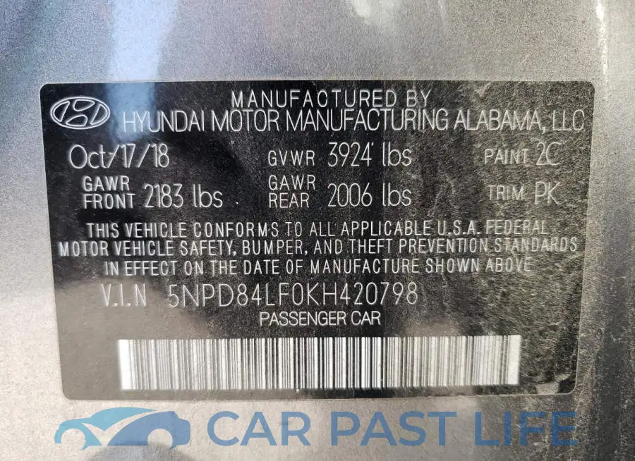 5NPD84LF0KH420798# 12