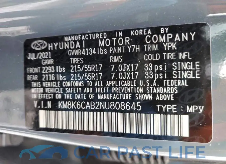 KM8K6CAB2NU808645# 12