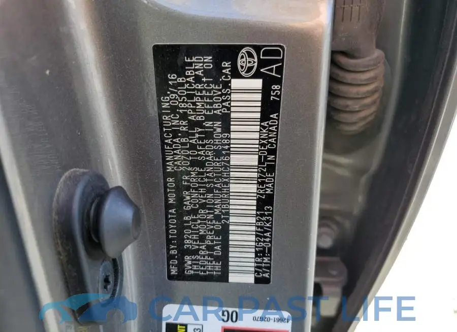 2T1BURHEXHC761489# 10