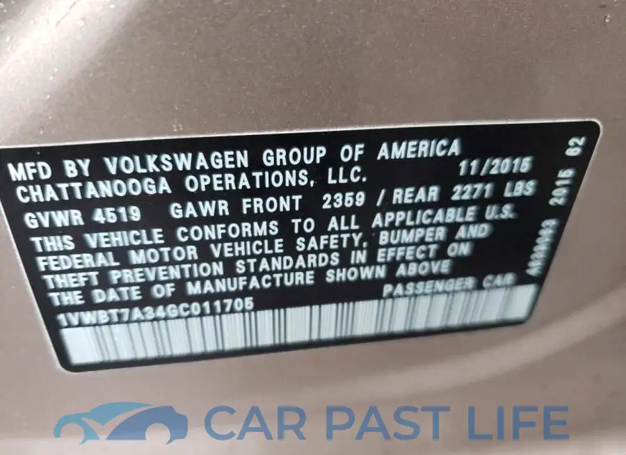 1VWBT7A34GC011705# 12