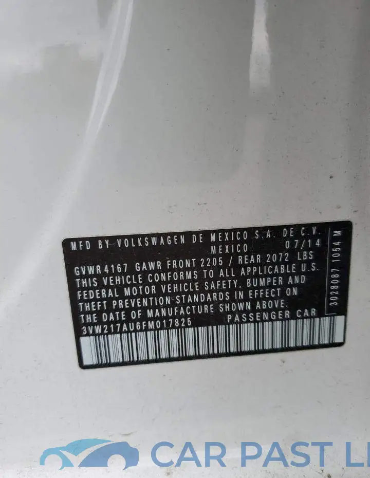 3VW217AU6FM017825# 12