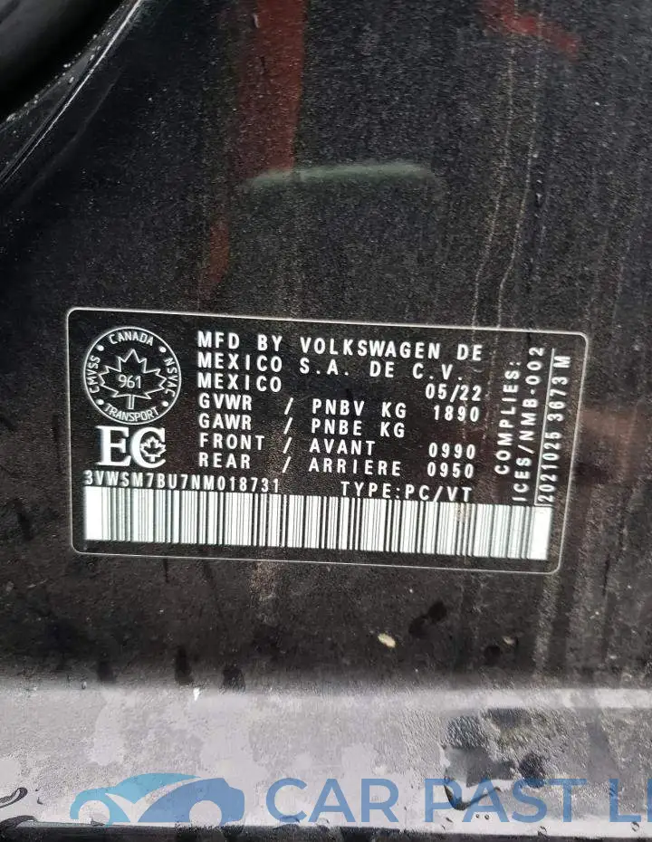 3VWSM7BU7NM018731# 13