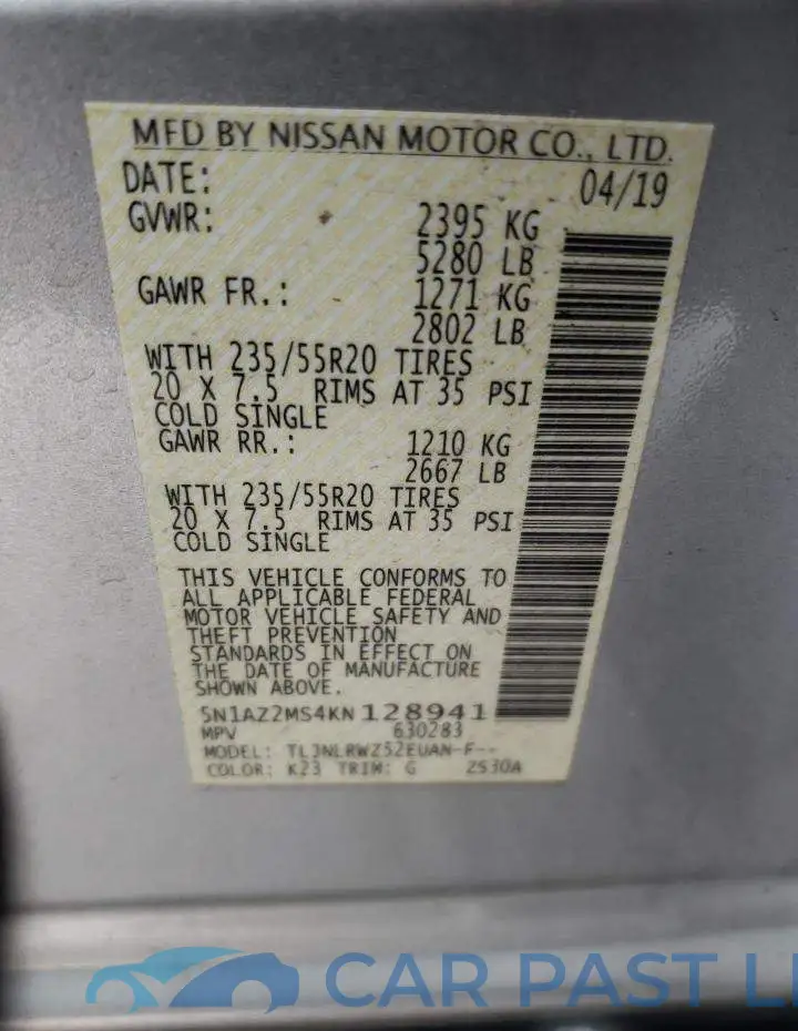 5N1AZ2MS4KN128941# 13